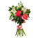 Bouquet of roses and alstroemerias with greenery. Aksay